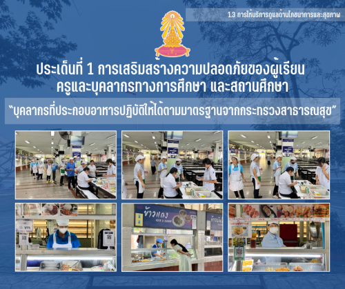 1.3 2 บุคลากรที่ประกอบอาหารปฏิบัติให้ได้ตามมาตรฐานจากกระทรวงสาธารณสุข