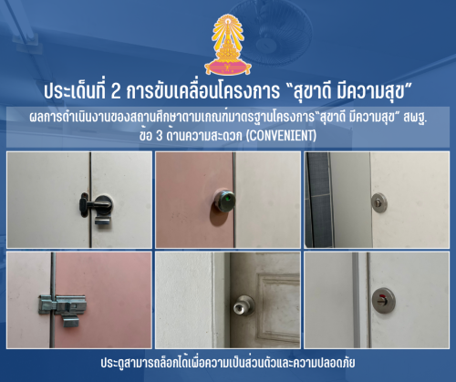 3 ประตูสามารถล็อกได้เพื่อความเป็นส่วนตัวและความปลอดภัย