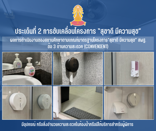 3 มีอุปกรณ์ หรือสิ่งอำนวยความสะดวกในห้องน้ำหรือมีให้บริการสำหรับผู้พิการ 