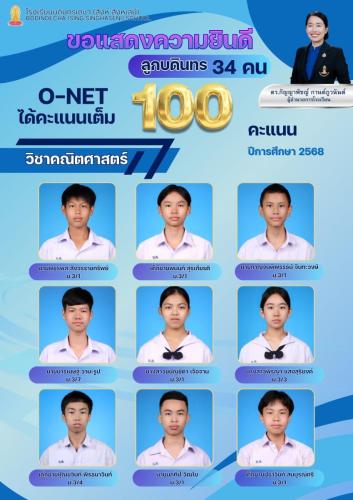 ONET ￼วิชาคณิตศาสตร์ ￼ 100 คะแนนเต็ม2