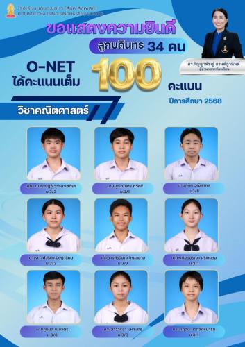 ONET ￼วิชาคณิตศาสตร์ ￼ 100 คะแนนเต็ม3