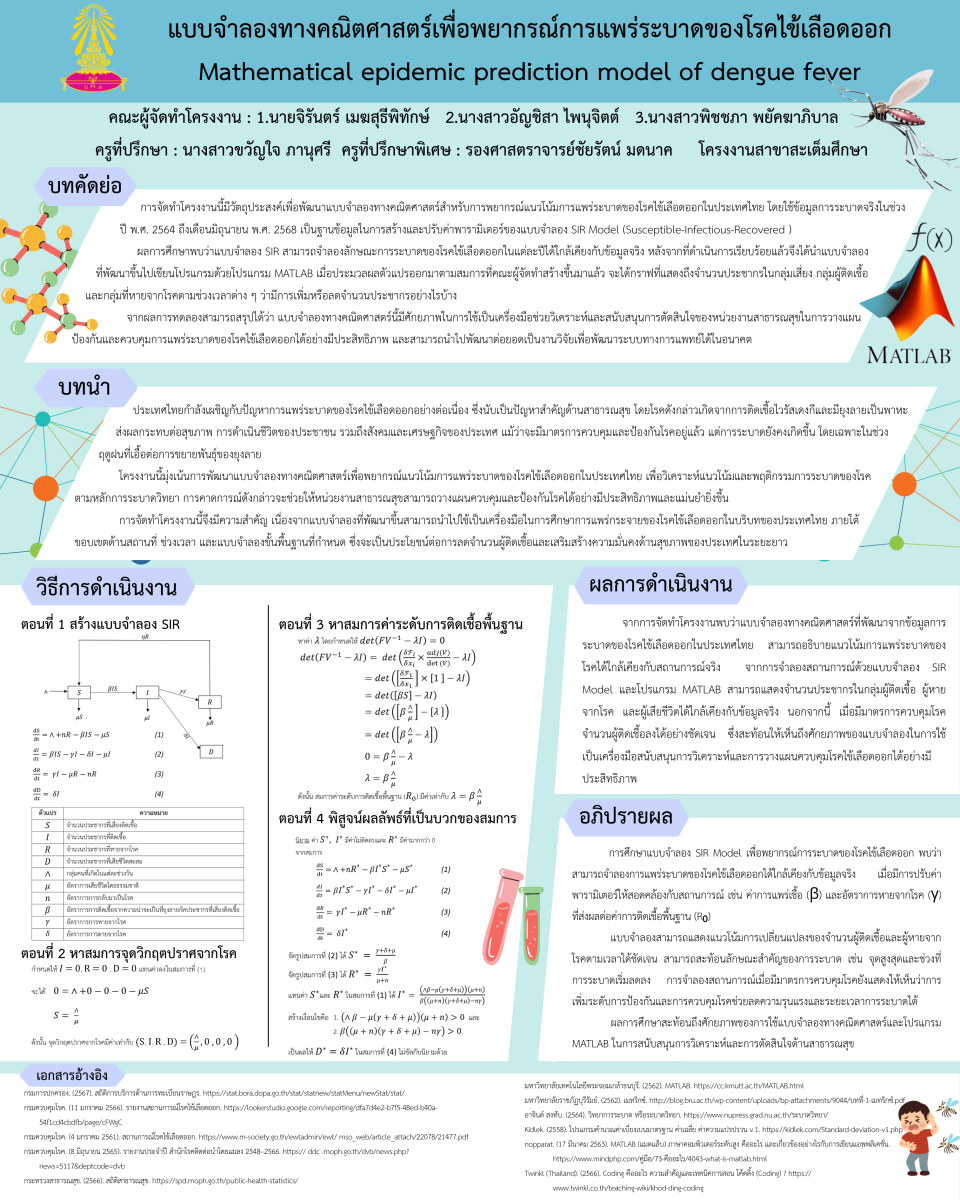 แบบจำลองทางคณิตศาสตร์เพื่อพยากรณ์การแพร่ระบาดของโรคไข้เลือดออก